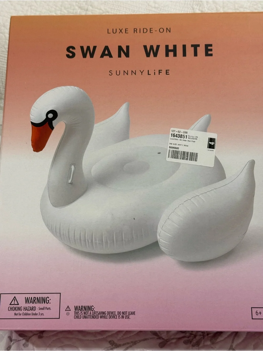 NIB Sunnylife SWAN WHITE Inflatable Pool Ride-On RARE - Picture 14 of 14